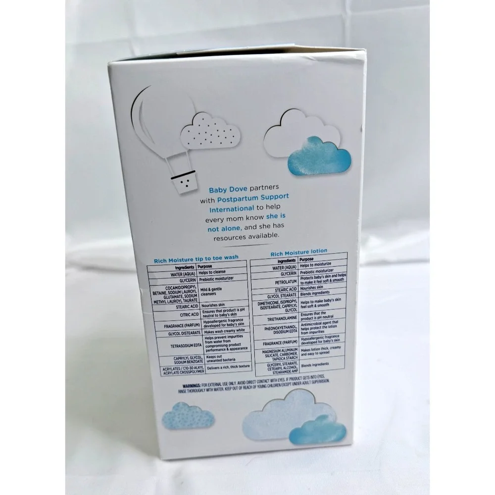 Baby Dove Complete Care Essentials Gift Set Wash Lotion Bath Sponge New